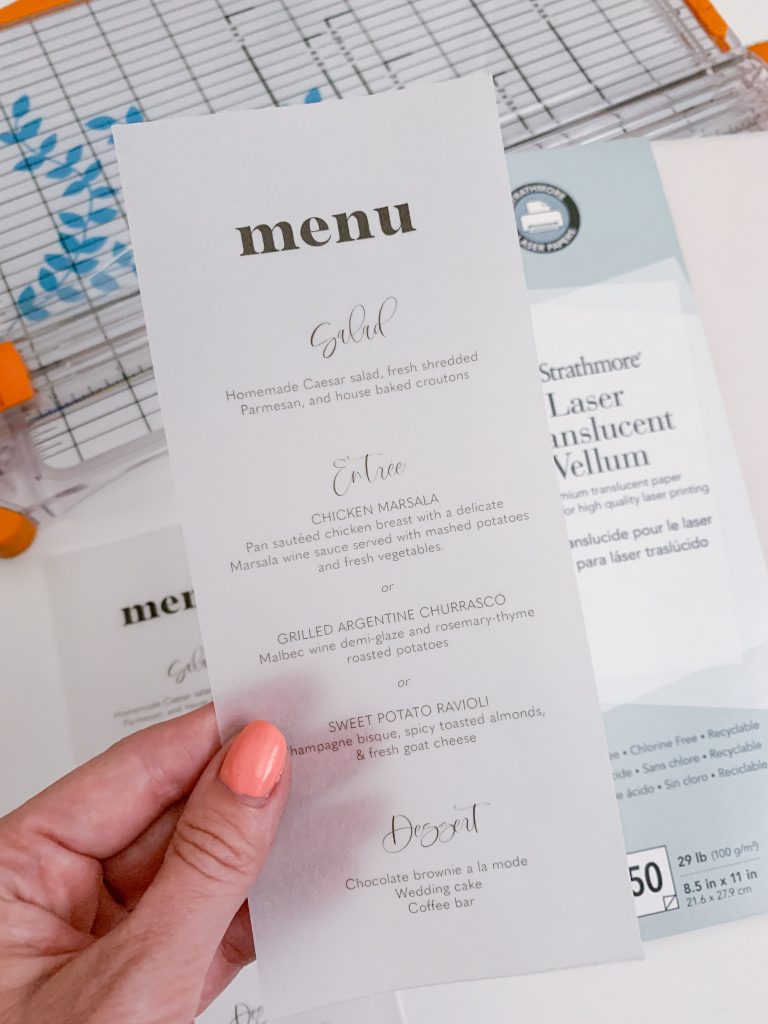 DIY Vellum Wedding Menus