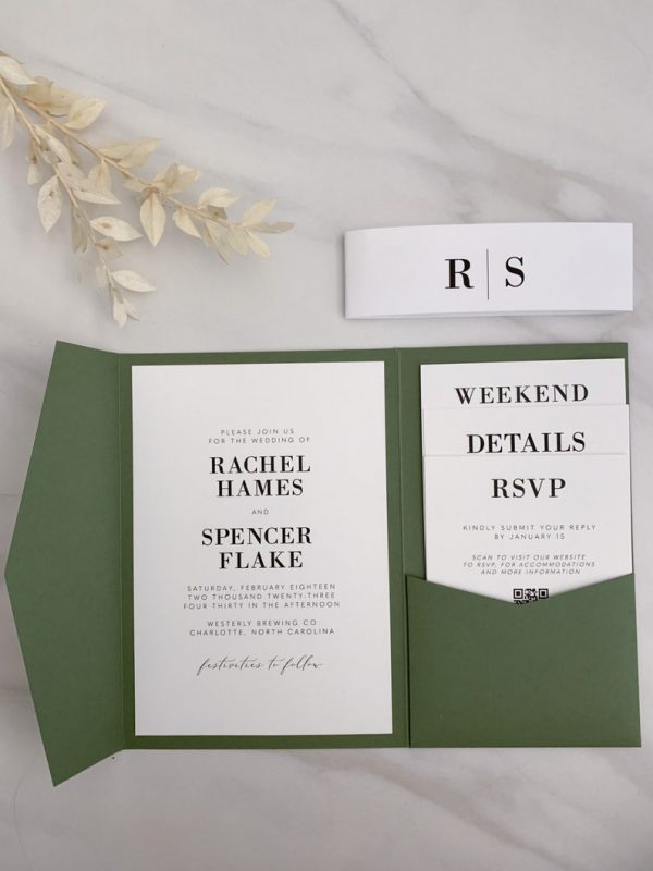diy modern pocket wedding invitation